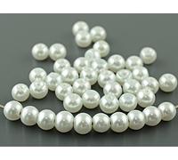 40 Perles de cire en verre blanc, 6 mm de Vintage Parts, Bijoux DIY