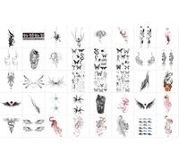 40 Petits Autocollants De Tatouage Au Trait Représentant Des Épines, Des Ailes, Des Tigres Féroces, Des Papillons, Des Doigts, La Taille Et L'Abdomen