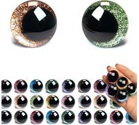 40 Pièces 25mm Yeux Poupée en Paillettes Plastique Grand, 10 couleurs yeux de lune 3D pailletés avec rondelles, yeux de sécurité pour la confection de poupées et d'amigurumis, Marionnettes Artisanat