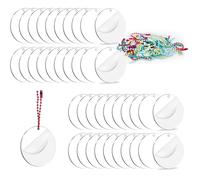 40 Pièces 5 cm Feuille Acrylique Ronde Transparente avec 40 chaînes colorées, Disque Plastique Transparent avec Trou, Plaque de Plexiglas Ronde, Acrylique Cercle Disque pour DIY Porte-Clés, Peinture