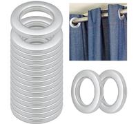 40 Pièces Anneaux à œillets de Rideau, Scettar Oeillets Rideaux à Clipser 42mm pour Tringle à Rideaux, Argent Anneaux de Rideau œillets Plastique pour Rideau de Fenêtre Douche Vestiaire Porte