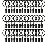 40 pièces Anneaux de rideaux noirs avec pinces, crochets de suspension de rideaux et anneaux pour accrocher les rideaux, les nœuds, anneaux de rideaux d'environ 1,3 po de diamètre intérieur, convient 