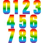 40 Pièces Autocollants de Poubelle à Roulettes Grand Autocollant de Numéro de Poubelle Décoratif Autocollants Numéro de Poubelle Auto-Adhésif de 0 à 9, 17 cm de Hauteur (Style Arc-en-Ciel)