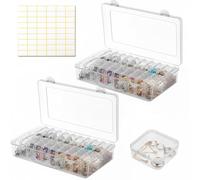 40 Pièces Boîtes de Rangement Plastique, 2 Grande Organisateur de Perles avec un Autocollant, Petites Boîte Transparente avec Couvercle, Mini Récipient pour Ranger de Petits Objets Petites Perles