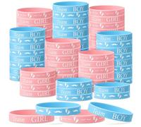 40 pièces Bracelets de révélation de sexe, Bracelets en silicone pour l'équipe des garçons et bracelets en silicone pour l'équipe des filles, Fournitures et décorations créatives pour la fête de révél