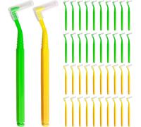 40 Pièces Brosse Dentaire Portable Brossette,Brosses Interdentaires En Forme De L,Dentaire Outil De Nettoyage De Dent,Fil Dentaire,Brossettes Interdentaire Pour Hygiene Dentaire(Jaune Vert).[Y370]