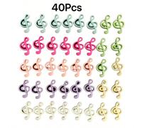 40 pièces Charms mixtes de symboles musicaux en résine de style Y2K avec notes, dopamine, roses roses, rouges, blanches et violettes de 22 x 14 mm. Décoration d'ongles kawaii, accessoires pour étuis d
