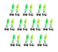 40 Pièces Clochette de Canne à Pêche Lampe Verte | Double Sonnette, Fixation Clip-on, Plastique et Métal, pour Pêche Nocturne, Tiges sur Glace Couleur Aléatoire