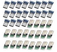 40 Pièces Connecteur Usb C À Souder,Usb C Encastrable Connecteur,Usb 3.1 Type C Connecteur 24 Broches Mâle Femelle Pour Souder Module De Support Carte Pcb De Fil