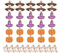 40 Pièces de Charms Halloween, Breloques en Alliage Multicolore Citrouille Chauve Souris Fantasmagorique Chapeau de Sorcier pour la Fabrication de Bijoux Collier Boucles d'Oreilles Porte-Clés