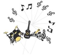 40 Pièces Décoration Musique Gâteau Anniversaire, Cinq Motifs | Guitare, Note et Micro, Réutilisable et Facile à Utiliser, pour Passionnés, Célébrations et Petits Gâteaux