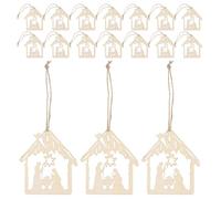40 Pièces Découpes de Crèche Vintage Détails Sculptés à Main | Facile à Suspendre Boucle et Corde, Décor Rustique Réutilisable pour Événements D’église et Présents