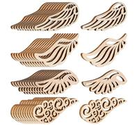 40 Pièces Découpes En Bois Ailes D'Ange - Ornements Diy Pour Noël, Mariage, Fête Et Décoration Maison - Tranches De Bois Naturel Sans Trou