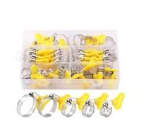 40 Pièces Emballées En Boîte 8-29mm Réglable Poignée Plastique Jaune Main Torsion Colliers De Serrage Vis Sans Fin Conduite Acier Inoxydable Clips Tuyau For Tube