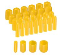40 pièces embouts ronds en caoutchouc 1/8" 1/4" 3/8" 1/2" Kit d'assortiment de protecteurs de filetage de vis en vinyle, embouts for tubes métalliques (3 mm 6 mm 9 mm 12 mm)(Yellow,40Pcs)