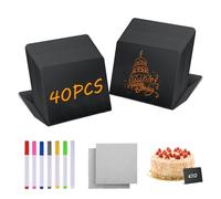 40 Pièces Etiquette Prix, Craie Tableau Noir avec Crayons Aquarellables, Mini Ardoise, Tableau Noir Craie, Etiquette Prix, Porte Nom Table avec Chiffon Nettoyage, pour Étiquettes Message, Café