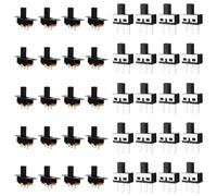 40 Pièces Interrupteurs à Glissière 3 Broches 2 Positions SPDT, Mini Interrupteur Electronique Coulissants SS12D10 250V/3A et SS12F15 50V/0,5A pour Circuits Électroniques, Projets DIY, Audio et Jouets