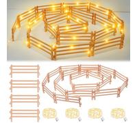 40 Pièces Jouets de Clôture pour Chevaux, Clôture Jouet de Mini avec 4 Chaînes Lumineuses LED, Scène de Ferme DIY, Décoration de Paysage Miniature, Cadeau éducatif