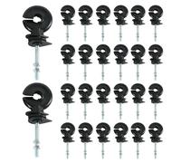 40 Pièces M6 Isolateur Cloture Electrique: Isolateurs Annulaires Noir | Isolateur Cloture Electrique Piquet Fer, à Vis avec Écrou pour Poteaux Bois et Piquets Métal, Accessoires Clôture Pâturage