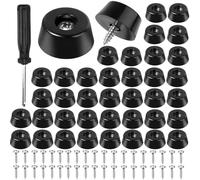 40 Pièces Pieds en Caoutchouc Polyvalent Set, Durable Pieds Ronds en Planche à Découper Noir avec Tournevis, Pieds Coussin à Antidérapants avec Vis Réduire Les Frottements pour Meuble (15X12X8mm)