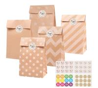 40 Pièces Pochette Cadeau Kraft, Sac en Papier Sachet Bonbons Sac Cadeau Avec 48 Autocollants pour Anniversaire, Mariage, Noël, Halloween, Thanksgiving, Brown