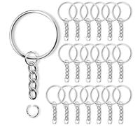40 Pièces Porte-clés,20 Pièces Porte Clef+20 Pièces Anneaux de Saut Ouverts,Cles Anneaux de Porte-clé en Acier INOX,Porte-clés avec Chaîne Anneaux,pour Bricolage,Loisirs,25mm