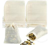 40 Pièces Sachet Thé, 6x8cm Sachet De Thé Pour Cuisiner avec Cordon De Serrage, Sachet The A Remplir Reutilisable à Remplir Soi-Même, Sachet De Thé Réutilisable pour Thé Café Cuisson Epices