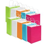 40 pièces Sacs Papier Cadeau de fête Sacs Cadeau Kraft Sac Traiter Sac en Papier avec poignée pour Anniversaire, thé, célébrations de Mariage et fête, Multicolore