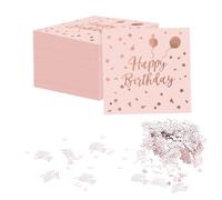 40 Pièces Serviette Papier, Serviettes de Table Happy Birthday Blanc Serviettes Joyeux Anniversaire Papier pour Fête Garçons et Filles Décoration de Table Élégante pour Anniversaires