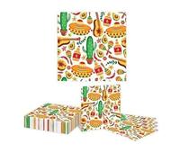 40 Pièces Serviettes en Papier à Thème Mexicain, Cactus et Fête Cinco de Mayo, Décoration Colorée pour Soirées, Dîners et Anniversaires, Serviettes en Papier Écologiques et Pratiques