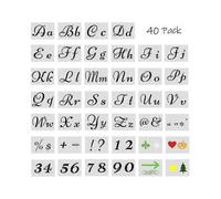 40 Pieces Stencils Letters for Painting on Wood, 80 Craft Stencils, Reusable Plastic Alphabet Templates with Numbers and Signs