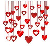 40 Pièces Tourbillon Suspendu Forme Coeur Rouge Décoration Kit Décoration Saint Valentin à Suspendre,Coeur Ornement pour Saint-Valentin Romantique Décorations Fournitures Anniversaire Fiançailles