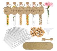 40 Pièces Tube a Essai Plastique, 15x100mm Tubes à Essai Transparents, Tube a Essai avec Bouchon Liège, avec 40 Pendentifs en Papier Kraft, 2m Corde de Chanvre et 1 Entonnoirs, pour Bonbons, Mariage
