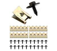 40 Pieces U-Clips et Vis Kit Universal Metal Écrous et Boulons, U-Clips Fixation et Vis Kit Universal Metal, 20 Fender Clips, 20 Fixed Sheet Nuts pour Voiture Panneau de Porte Intérieu