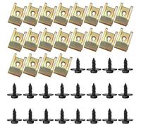 40 Pièces U-Clips Fixation et Vis Kit Universal Metal, Assortiment Agrafes de Carrosserie, Ecrou Cage Voiture, U-Nuts de Panneau de Porte de Voiture