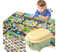 40 pièces Voiture Enfant Ensemble, Ensembles de Jouets pour Voitures de Construction d'ingénierie, avec Tapis de Jeu, Mini Voitures De Course Apporter Valise, pour Enfants de 2 à 8 Ans