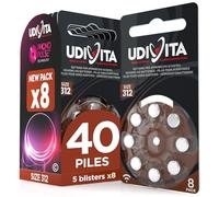 40 Piles Auditives 312 Udivita avec Technologie Phono Pulse PR41 (Marron)