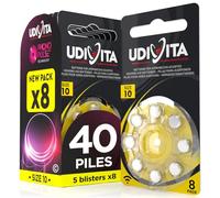 40 Piles Auditives Taille 10 Udivita PR70 (Jaune) Zinc-Air Hearing Evolution avec Technologie Phono Pulse - 5 Blisters de 8 Piles