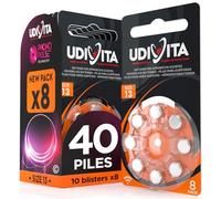 40 Piles Auditives Taille 13 Udivita PR48 (Orange) Zinc-Air Hearing Evolution avec Technologie Phono Pulse - 5 Blisters de 8 Piles