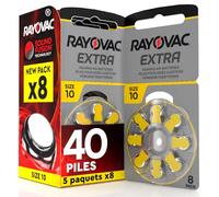 40 Piles pour appareils auditifs Rayovac Extra 10. - 5 Ampoules de 8 Piles