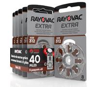 40 Piles pour appareils auditifs Rayovac Extra 312. - 5 Ampoules de 8 Piles