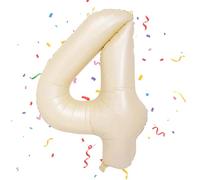 40 pouces Ballon Chiffre 4, VUCDXOP Crème Couleur Ballon Chiffre Numéro 4, 4 Number Ballon Age Gonflable Anniversaire, hélium ballon chiffre 4,ballons de numéro, décoration de mariage