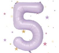 40 pouces Ballon Chiffre 5, VUCDXOP Beige Violet Ballon Chiffre Numéro 5, 5 Number Ballon Age Gonflable Anniversaire, hélium ballon chiffre 5,ballons de numéro, décoration de mariage