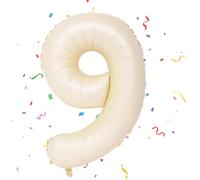 40 pouces Ballon Chiffre 9, VUCDXOP Crème Couleur Ballon Chiffre Numéro 9, 9 Number Ballon Age Gonflable Anniversaire, hélium ballon chiffre 9,ballons de numéro, décoration de mariage