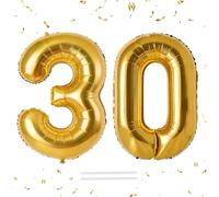 40 Pouces Or Ballon Anniversaire 30 Ans, Décorations 30 Anniversaire, Réutilisable Aluminium Ballon Géant Chiffre pour Fête, Jubilé, Mariage et Fond Photo