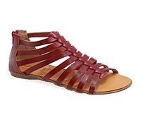 40 rouge Emmanuela Sandales hautes à la cheville dans un style grec ancien, sandales gladiateurs en cuir, sandales avec orteils ouverts et fermeture à glissière à l'arrière de la tige
