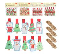 40 's Support De Noël Décoration De Noël Photo avec Support en Bois Mini ，Mini Pinces en Bois, Clips Décoratifs pour Photos, Cartes, Cadeaux, Calendrier De L’Avent Et Bricolages Créatifs De Fête