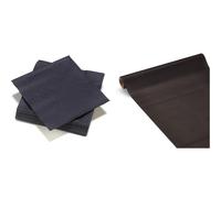 40 Serviettes Noir en ouate 3plis FSC® - 40x40cm + Chemin de Table 3en1 Airlaid Noir FSC® - 0.40x4,80m