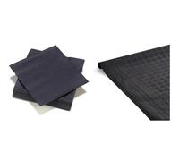 40 Serviettes Noir en ouate 3plis FSC® - 40x40cm + Nappe Noire en papier Damassé - 1.18x6m