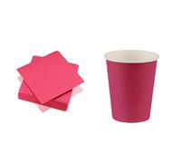 40 Serviettes Rose Fuchsia Tex Touch FSC® - 38x38cm + 12 Gobelets Fuchsia en carton - 25cl